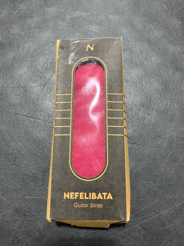 Photo 1 of Nefelibata Guitar Strap,2.3" Full Grain Leather End Solid Color Cotton Guitar Straps for Bass,Electric&Acoustic,Come with Gasket and Headstock Rope(Cherry Red)