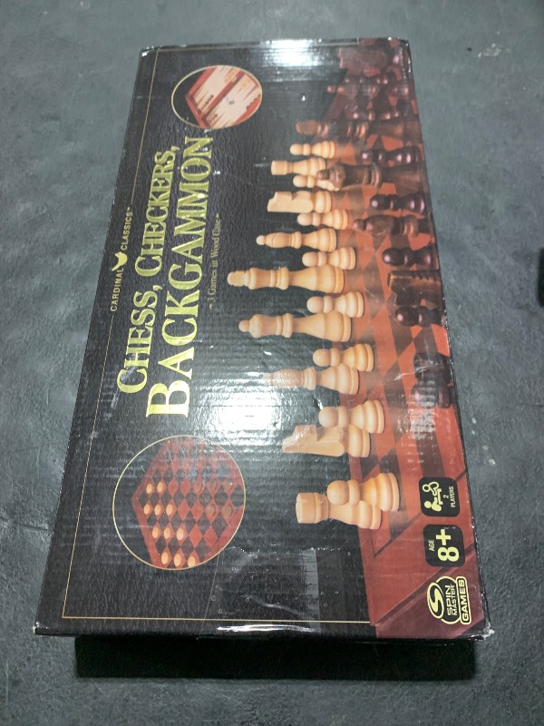 Photo 1 of Spin Master 6061068 Wood Chess, Checkers, and Backgammon Board Game Set