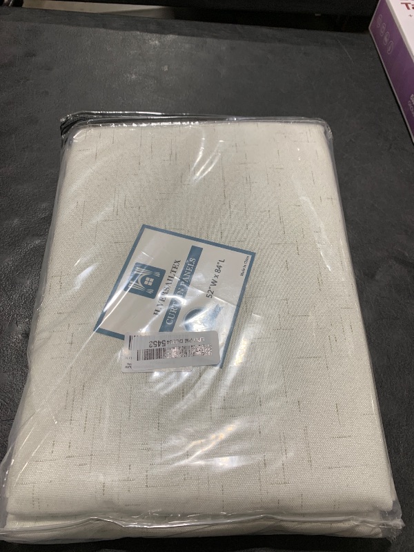 Photo 1 of H.VERSAILTEX 100% Blackout Curtains Linen Textured Blackout Curtains for Bedroom Full Light Blocking Thermal Insulated Curtain Panels 84 Inches Long Energy Saving with White Liner, 2 Panels, Ivory