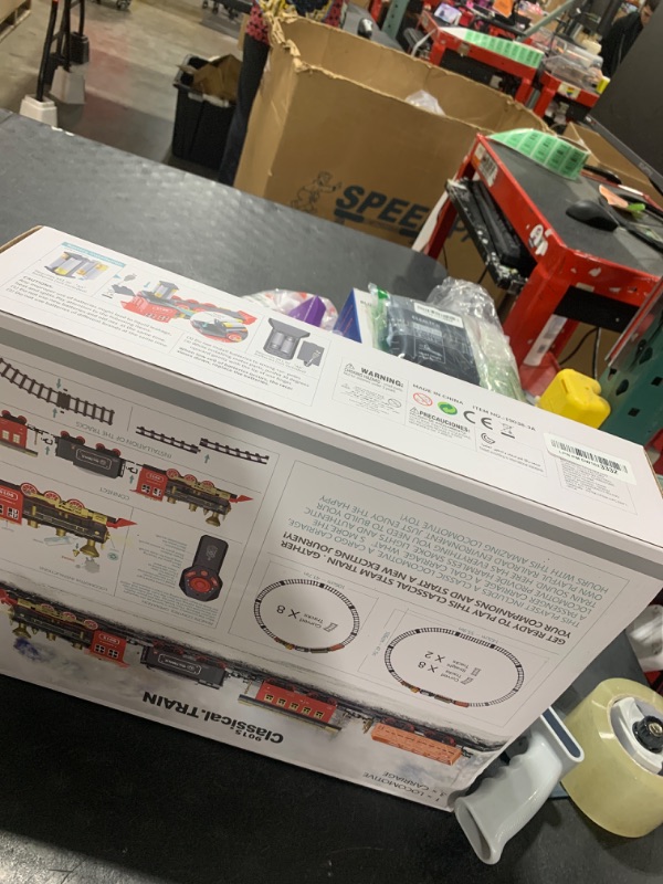 Photo 1 of Hot Bee Train Set - Train Toys with Remote Control Trains for Boys with Smokes, Lights and Sound,Toy Train Set for Under Christmas Tree, Toddler Model Trains for 3 4 5 6 7 8+ Years Old Kids