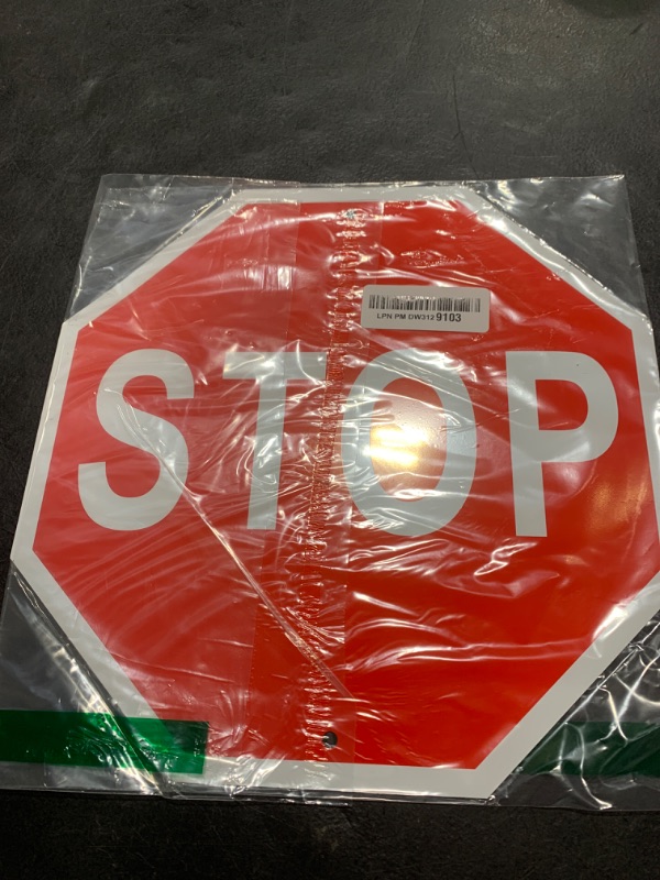 Photo 1 of HEIOKEY Classic Red STOP Sign, 12x12 inch Aluminum STOP Sign, Red Traffic Signage for Home, Garage Parking Assist, Indoor/Outdoor Use