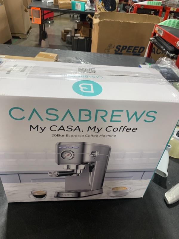 Photo 1 of CASABREWS CM5418 Espresso Machine 20 Bar, Compact Espresso Maker with Steam Milk Frother, Stainless Steel Coffee Machine with 34oz Removable Water Tank for Cappuccino, Latte, Silver