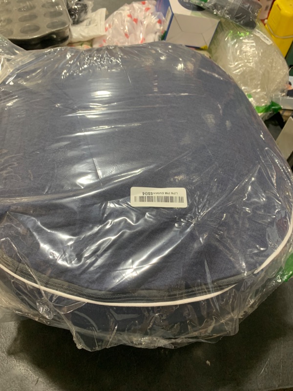 Photo 1 of AbunHeri Outdoor Ottoman Outdoor Ottomans for Patio 19x12 Inches Modern Lightweight Foam Stuffed Pouf Outdoor Footstool Footrest Foot Stool Waterproof (Navy Blue)