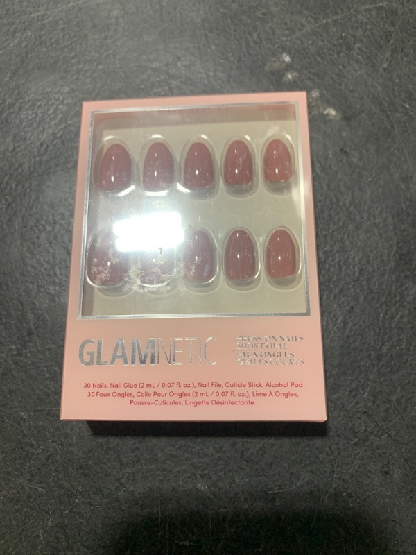 Photo 1 of Glamnetic Press On Nails - Fall Mauve | Opaque Muted Blush Mauve Short Oval False Nails, Reusable Stick On Fake Nails with Glue | Salon Quality | 15 Sizes - 30 Nail Kit
