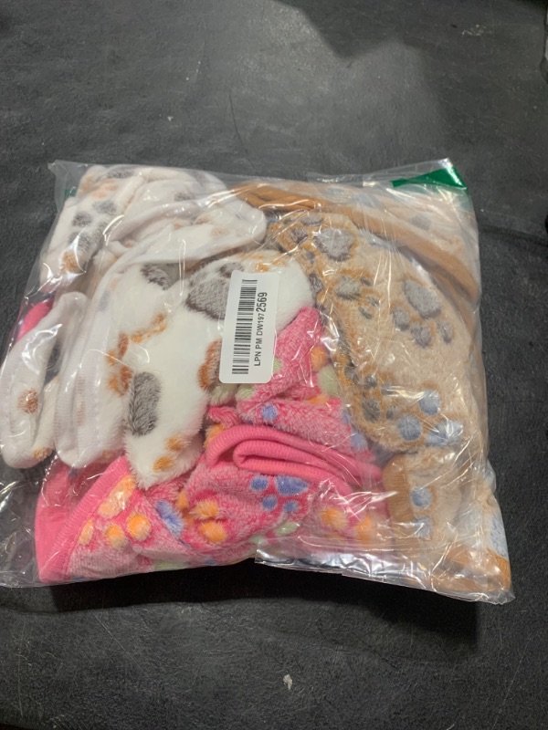 Photo 1 of 1 Pack 3 Blankets Super Soft Fluffy Premium Fleece Pet Blanket Flannel Throw for Dog Puppy Cat Paw Brown/Pink/White Medium(30x20 inch)