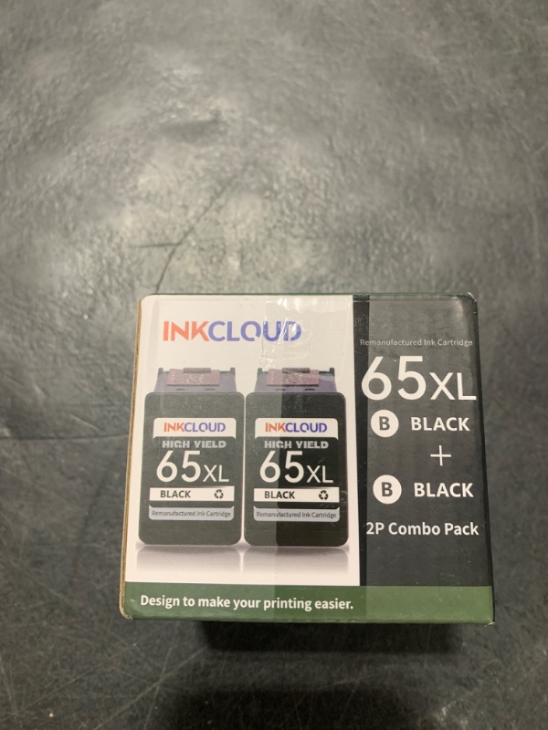 Photo 1 of INKCLOUD Remanufactured Ink Cartridge Replacement for HP Ink 65 65XLBlack Ink Cartridges for HP 3772 3755 3700 3722 3752 2600 2622 2652 5055 5000 5070 5052 5014 (Black, 2Pack)