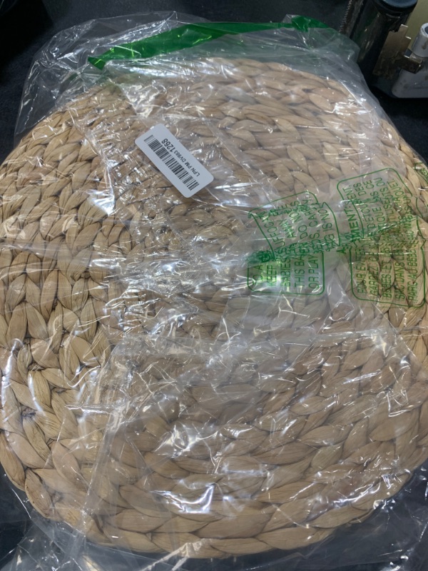 Photo 1 of 6 Pack, Round Woven Placemats, Natural Water Hyacinth Wicker Place mats, Braided Straw Table Mats for Dining Table, Fall, Halloween, Thanksgiving, Chrismats (13.8 inch)