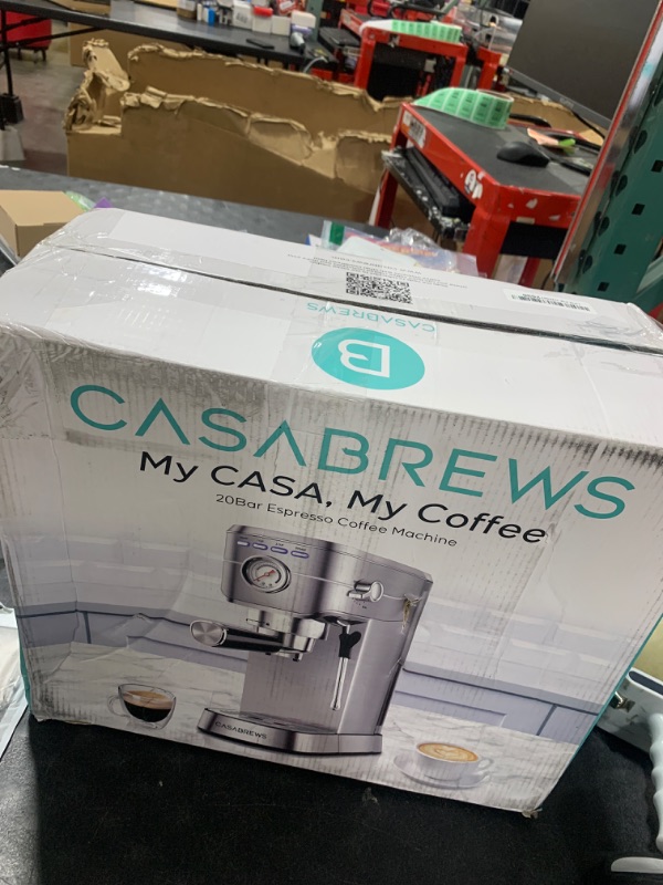 Photo 1 of CASABREWS CM5418 Espresso Machine 20 Bar, Compact Espresso Maker with Steam Milk Frother, Stainless Steel Coffee Machine with 34oz Removable Water Tank for Cappuccino, Latte, Silver