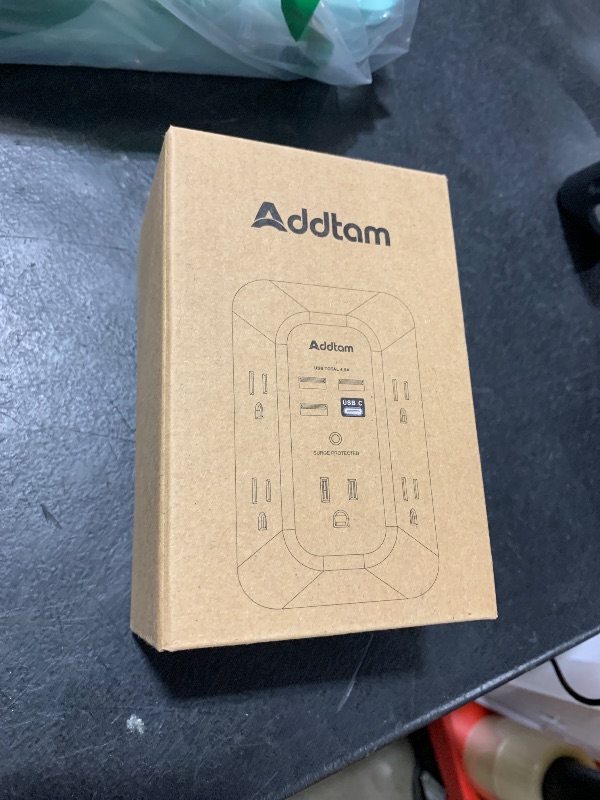 Photo 1 of Addtam USB Wall Charger Surge Protector 5 Outlet Extender with 4 USB Charging Ports (1 USB C Outlet) 3 Sided 1800J Power Strip Multi Plug Outlets Wall Adapter Spaced for Home Travel Office ETL Listed