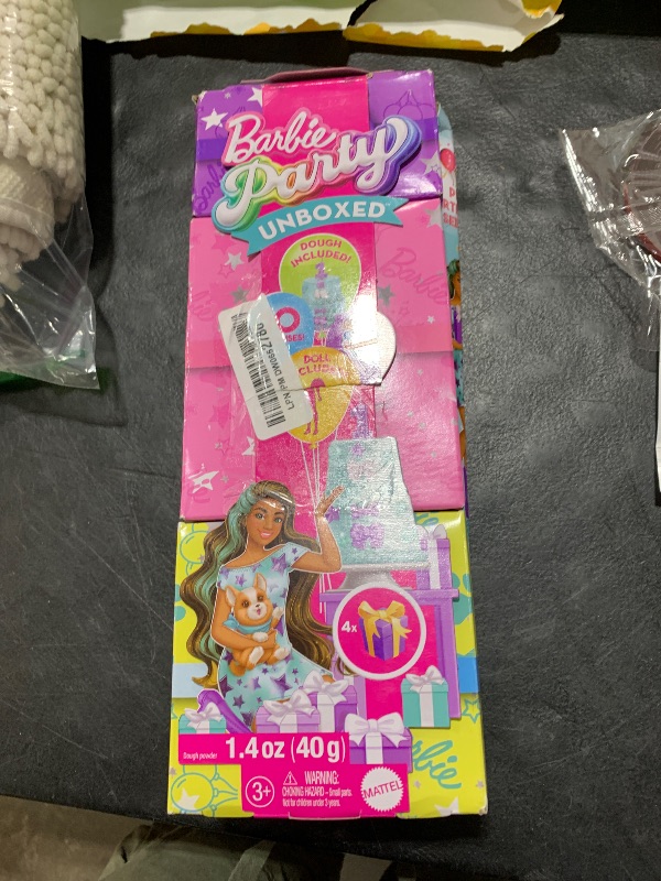 Photo 1 of Barbie Party Unboxed Doll & Accessories, Pet Birthday Series Party Stars Set with 10 Surprises Including Color Change & Cake-Decorating Activity