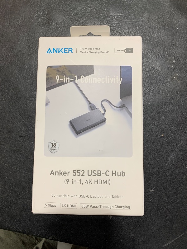 Photo 1 of Anker 552 [USB]-[C] [Hub] (9-in-1) with 100W Power Delivery, [4K]@30Hz [HDMI], 4 [USB]-[C] and [USB]-A Data Ports, Ethernet and SD/microSD [C]ard Slot for MacBook, HP, Dell Laptops, and More
