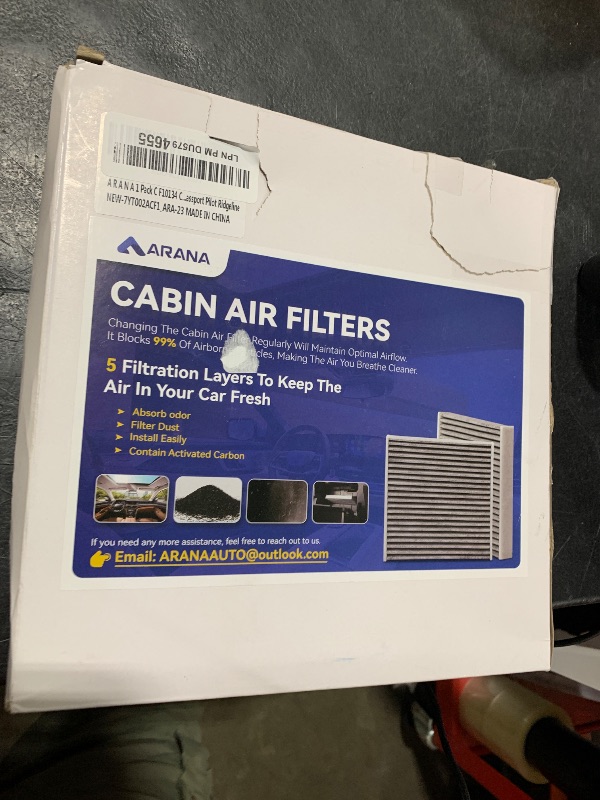 Photo 1 of ARANA 1 Pack CF10134 Cabin Air Filter, CP134 Cabin Filter with Activated Carbon for Acura CSX ILX MDX RDX RL RLX TL TLX TSX ZDX, Honda Accord Civic Crosstour CR-V Odyssey Passport Pilot Ridgeline