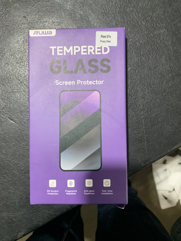 Photo 1 of ruwa Privacy Screen Protector for iPhone 16 Pro [3-Pack] Tempered Glass Film with Easy Installation Frame, Case Friendly, Anti Scratch