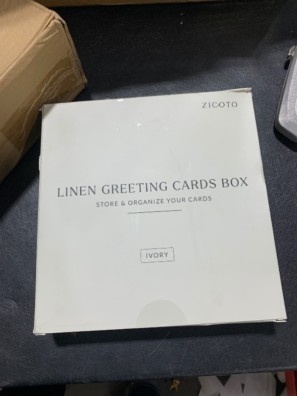 Photo 1 of ZICOTO Beautiful Greeting Card Organizer Box With Dividers - Sturdy Linen Storage Box Easily Organizes All Your Greeting Cards in Style - Cute Card Holder Safely Stores Up to 300 Small Or Large Cards