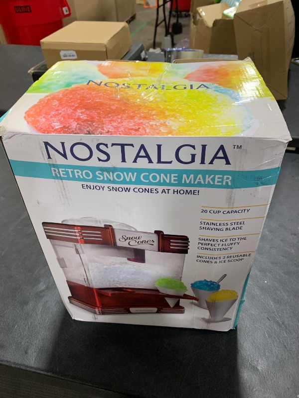 Photo 1 of Nostalgia Snow Cone Shaved Ice Machine - Retro Table-Top Slushie Machine Makes 20 Icy Treats - Includes 2 Reusable Plastic Cups & Ice Scoop - Retro Red