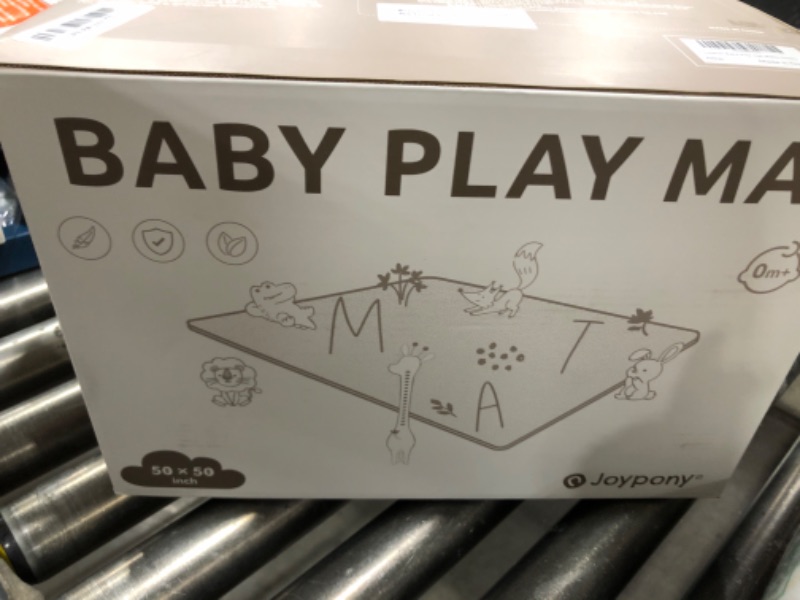 Photo 1 of Joypony Vegan Leather Baby Play Mat, Wipe-Clean Play Mat for Floor, 50x50 in Thicken Foam Cushioned & Waterproof Playpen Mats for Infants, Kids and Toddlers