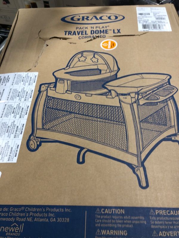 Photo 1 of Graco Pack n Play Dome LX Playard with Baby Bassinet, Lightweight Portable Crib, Push-Button Fold Travel Crib, Redmond, Convertible