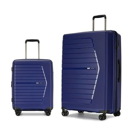 Photo 1 of Ginza Travel Hardside Expandable Luggage with Spinner Wheels TSA Lock Navy Blue 2-Piece Set (20 /28 )