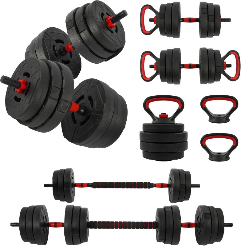 Photo 1 of Multi-Functional Portable Changeable Dumbbell and Barbell Kettlebell Set with Adjustable Weights, 40LBS or 60LBS Sets, Multiple Styles
