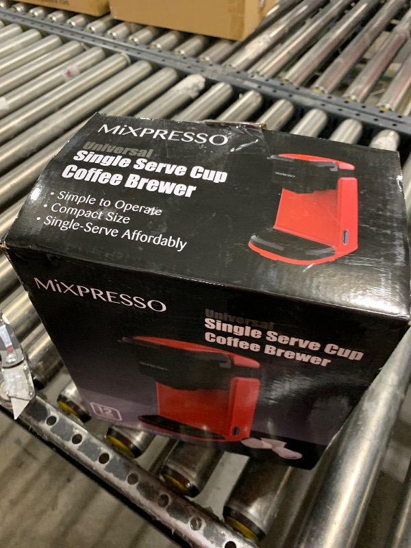 Photo 1 of Mixpresso Single Cup Coffee Maker, Personal Single Serve Coffee Brewer Machine, Compatible with Single-Cups, Quick Brew Technology, One Touch Function Red Coffee Maker, 12oz One Cup Coffee Maker