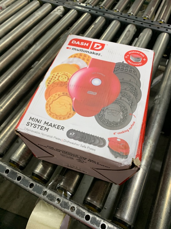 Photo 1 of DASH Holiday Multimaker Mini System - Waffle Maker with Six 4” Removable Holiday Plates: Waffle Iron & Griddle, 4-in-1 Mini Waffle Maker for Kids and Families – Nonstick Surface, Santa Waffle (Red)