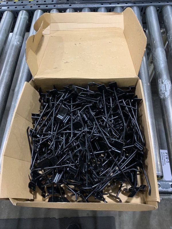 Photo 1 of Blulu 200 Pcs 6 Inches Slatwall Hooks Accessories Black Slat Wall Hanging Hangers Metal Retail Hooks 