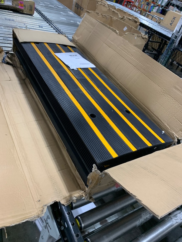 Photo 1 of Pyle Car Vehicle Curbside Driveway Ramp - 4ft Heavy Duty Rubber Threshold Bridge Tracks Curb Ramps, 2 Pieces Set 