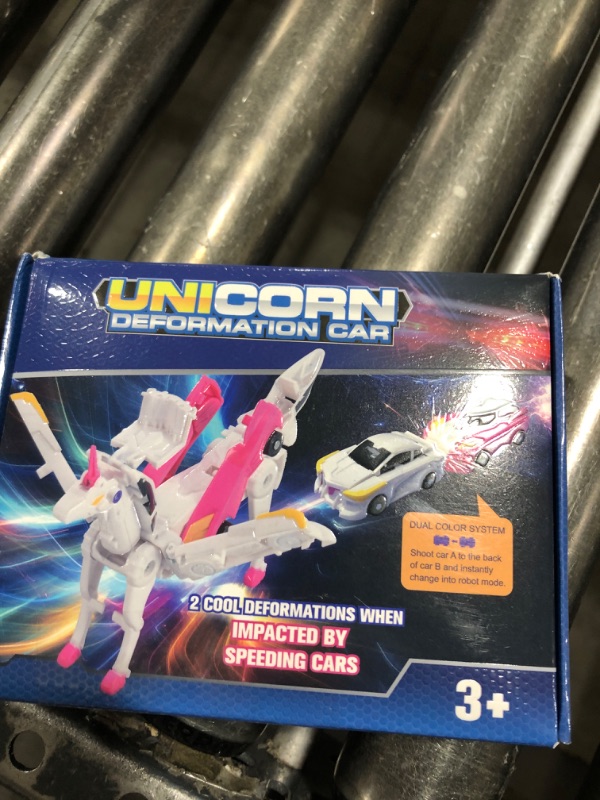 Photo 1 of Transforming Car Robot Toys, Unicorn Racing Car Set, Boys and Girls, Automatic Deformation, Magnetic Connections, Educational, Collision to Magical Unicorns, Birthday Party (Pink)…