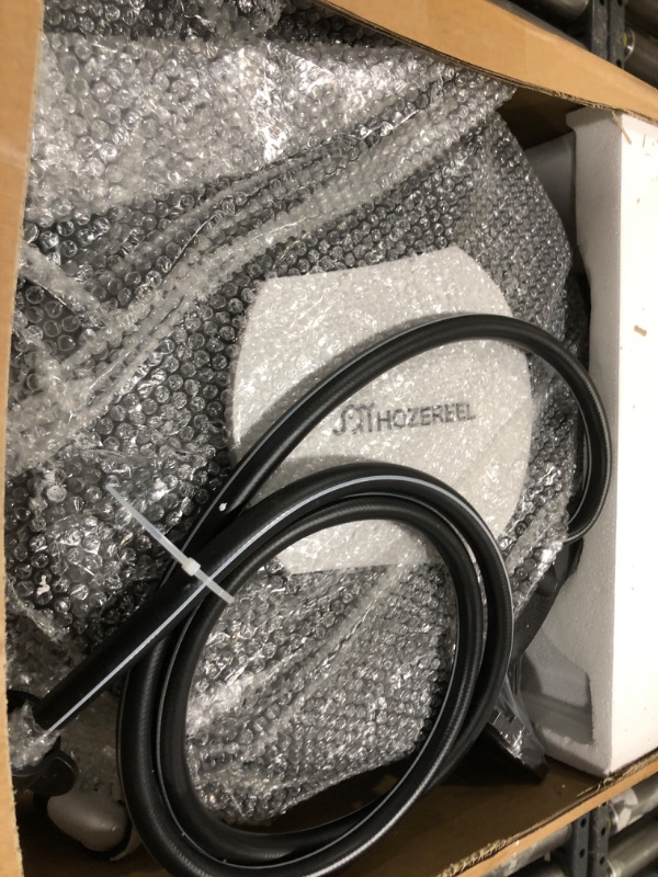 Photo 1 of 100ft Retractable Garden Hose Reel by HOZEREEL, 1/2" Hybrid Rubber Hose, Water Hose Reels Automatic Rewind Storage, 10 Patterns Nozzle Included (1/2" 100FT Black)