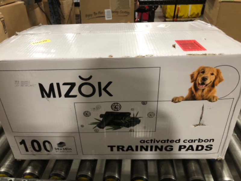 Photo 1 of MIZOK Charcoal Dog Pee Pads Activated Carbon 36x36in Dog Pads Odor Control Up to 11 Cups of Liquid Super Absorption Pee Pads for Dogs Quick Dry & Leak-Proof Puppy Pads (100 Counts)