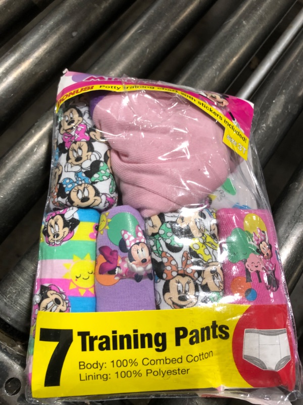 Photo 1 of Disney Girls Minnie Mouse Pants Starter Kit With Stickers & Tracking Chart Sizes 18m, 2t, 3t, 4t Baby And Toddler Potty Training Underwear, 7-pack Training Pant, 3T US
