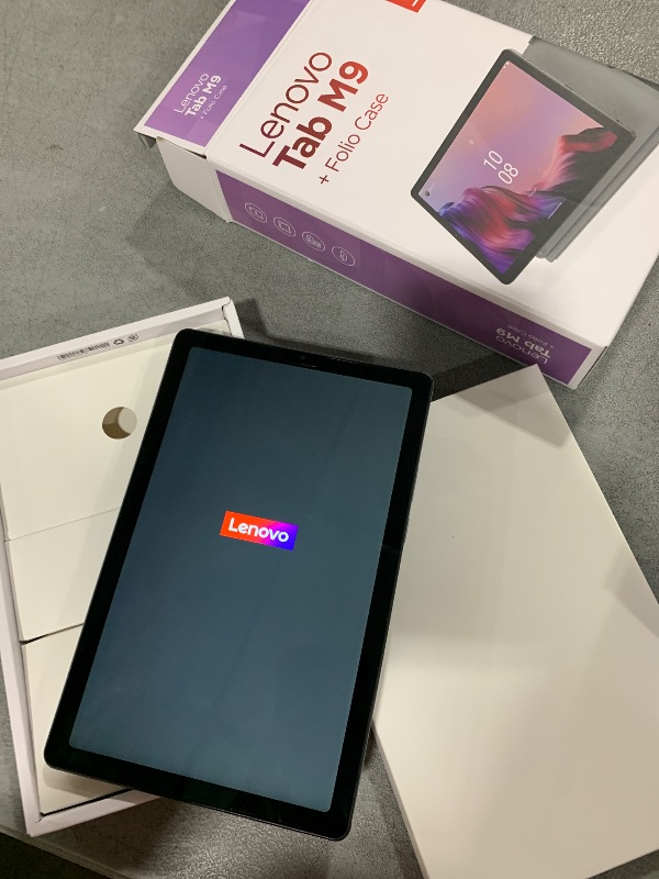 Photo 1 of Lenovo Tab M9-2023 - Tablet - Long Battery Life - 9" HD - Front 2MP & Rear 8MP Camera - 3GB Memory - 32GB Storage - Android 12 or Later - Folio Case Included,Gray