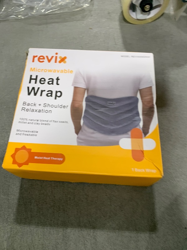 Photo 1 of REVIX Microwavable Heating Pad for Back, Extra Large Microwave Heated Pack with Moist Heat for Waist, Stomach, and Shoulder, Unscented Hot or Cold Pack, Gray