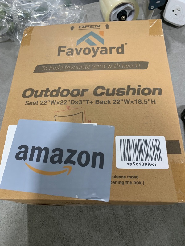 Photo 1 of Favoyard Outdoor Seat Cushion Set 22 x 22 Inch Waterproof & Fade Resistant Patio Furniture Cushions with Removable Cover Deep Seat & Back Cushion with Handle and Adjustable Straps for Chair Sofa Couch
