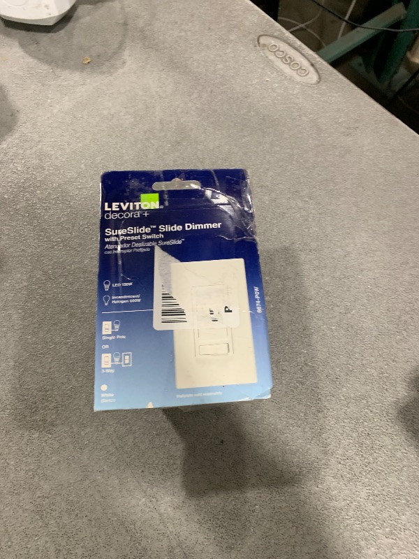 Photo 1 of Leviton SureSlide Dimmer Switch for Dimmable LED, Halogen and Incandescent Bulbs, 6674-P0W, White