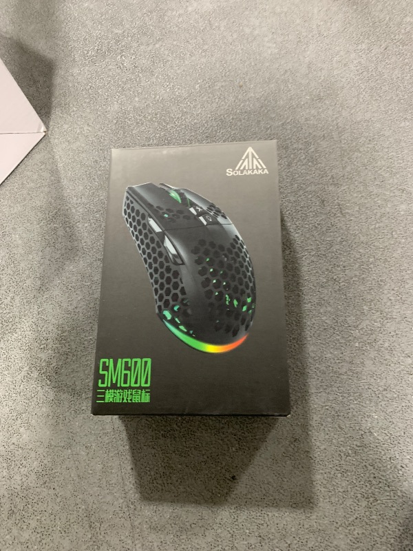 Photo 1 of SOLAKAKA SM600 White Wireless Gaming Mouse,8000 DPI Tri-Modes BT5.1/Type-C Wired/2.4G Wireless Mouse with 2 Side Buttons, Programmable Macro Gamer Mouse with RGB Light for Laptop/PC/Mac