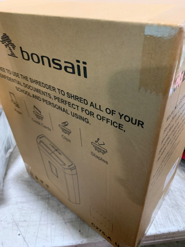 Photo 1 of Bonsaii 12-Sheet Cross Cut Paper Shredder, 5.5 Gal Home Office Heavy Duty Shredder for Paper, Credit Card, Mail, Staples, with Transparent Window, High Security Level P-4 (C275-A)