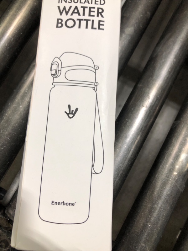 Photo 1 of Enerbone Insulated Water Bottle, 32 oz Stainless Steel Water Bottles with Carrying Strap, Double-Wall Vacuum Insulation Thermos, Leakproof Sports Bottle with Straw, Keep Drinks Hot or Cold for Hours