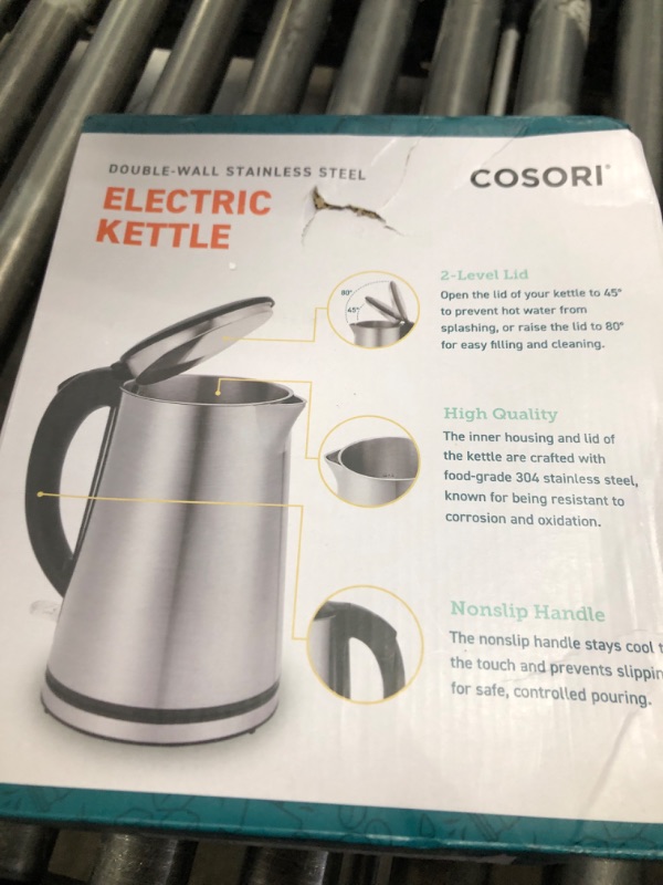 Photo 1 of COSORI Electric Kettle, Cool-Touch Double Wall Stainless Steel Insulated, Automatic Shut Off & Boil-Dry Protection, Durable Tea Kettle Boiler & Heater, 1.5L/1500W, Silver