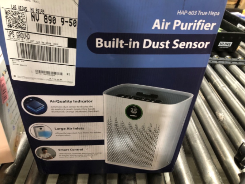 Photo 1 of Air Purifiers for Home Large Room, with Smart Mode, PM2.5 Air Quality Display, 22dB Sleep Mode, Aromatherapy, Cover Up to 1295 Ft² with 2X-Purification & 360°Air Outlet, HAP603, White