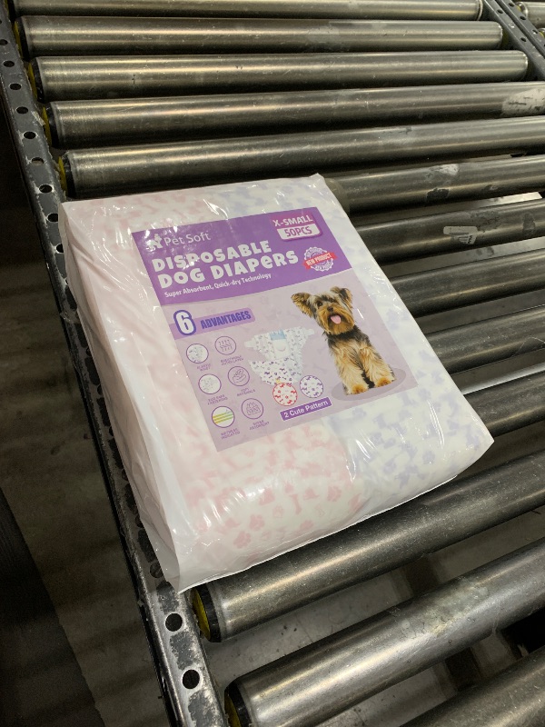 Photo 1 of Pet Soft Female Dog Diapers - Disposable Doggie Diapers with Wetness Indicator, 50pcs (XS, Mixed)