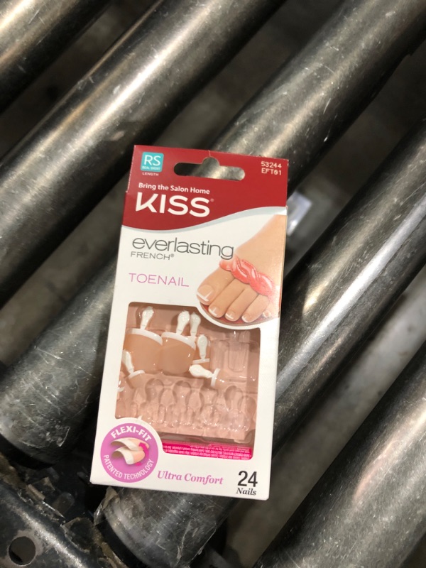 Photo 1 of KISS Everlasting French Pedicure Kit, Chip-Free Glue-On Fake Toenails, Real Short Length, Style “Limitless”, Flexi-Fit Technology, Pink Gel Nail Glue, Mini File, Manicure Stick & 24 False Toenails