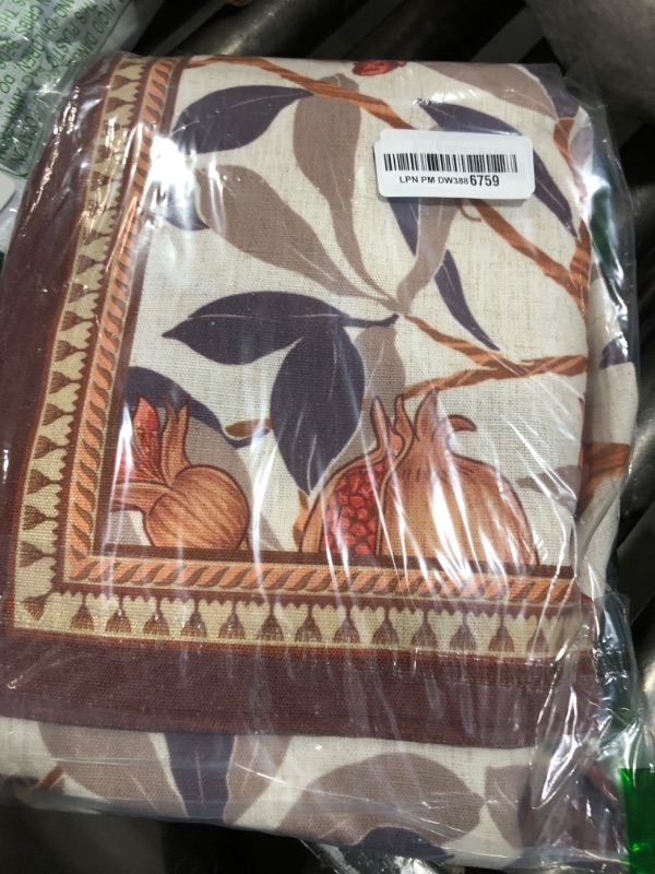 Photo 1 of patdrea Designer Brown Rectangle Tablecloth,Framhouse Linen Pomegranates and Leaves Tree Pattern Linen Tablecloth,Fall Fruits Table Cover Cloth Decor for Kitchen Dining Christmas,55"*87"