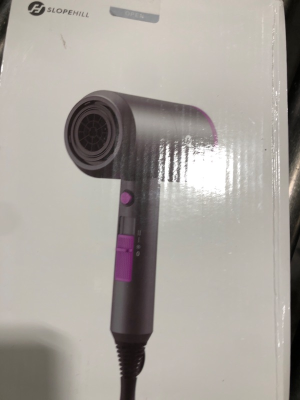 Photo 1 of Professional Ionic Salon Hair Dryer, Slopehill Powerful 1800W Fast Dry Low Noise Blow Dryer with 2 Concentrator Nozzle 1 Diffuser Attachments for Home Salon Travel (White)
