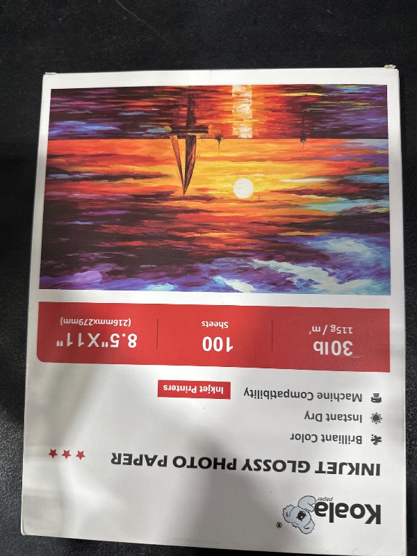 Photo 1 of Koala Glossy Thin Inkjet Paper 8.5x11 Inches 100 Sheets Compatible with Inkjet Printer Use DYE INK 115gsm