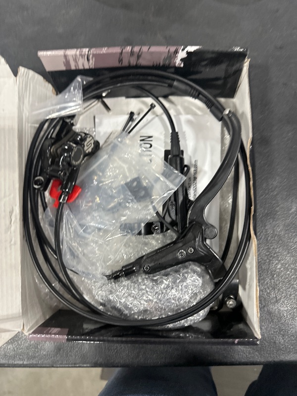 Photo 1 of DYISLAND E-Bike Hydraulic Disc Brake Set 4-Pistons/2-Pistons, 2-PIN/3-PIN Pre-Bled with Mineral Oil Brakes Kit,Front and Rear Set,180mm 2.3mm Thick Rotors (Black/4-Pistons/3-PIN/F1100mm*R1900mm)