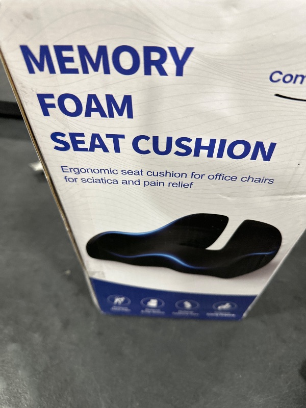 Photo 1 of A-Pce Large Memory Seat Cushion for Office Chair Pressure Relief Sciatica & Tailbone Pain Relief Memory Foam Firm Coccyx Pad for Long Sitting, for Office Chair, Gaming Chair and Car Seat, Black