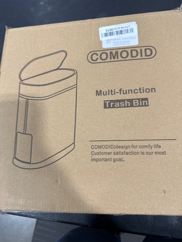 Photo 1 of COMODID 3.7 Gallons/14 Liter Bathroom Trash Can Set with Toilet Brush Set, Camper Trash Can Ultra Slim Pull Out Trash Can, White lid