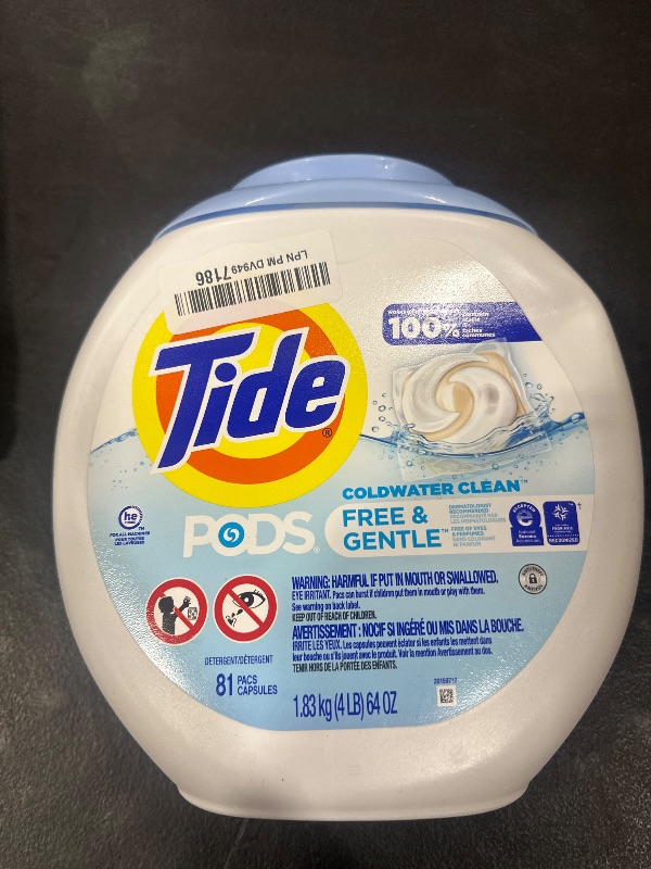 Photo 1 of Tide PODS Free & Gentle Laundry Detergent Soap Pacs, 81 Count, Tide PODS Laundry Detergent
