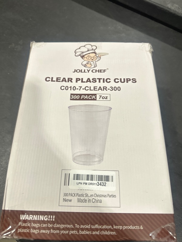 Photo 1 of JOLLY CHEF 300 Pack 7 oz Clear Plastic Cups Disposable Cups,7 Ounce Disposable Wine Cups Ideal for Party, Whiskey, Wine Tasting, Perfect for Halloween Christmas